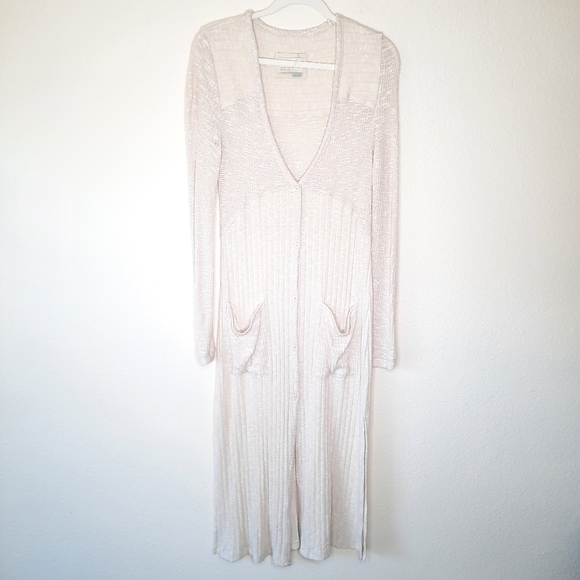 Anthropologie Saturday Sunday Oatmeal Semana Ribbed Duster Cardigan M - Picture 2 of 6